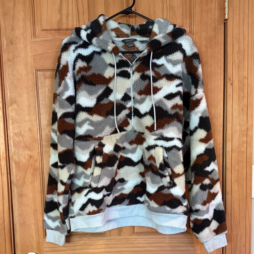 Eddie Bauer Camouflage Hoodie Sweater - Brown, Black, Cream